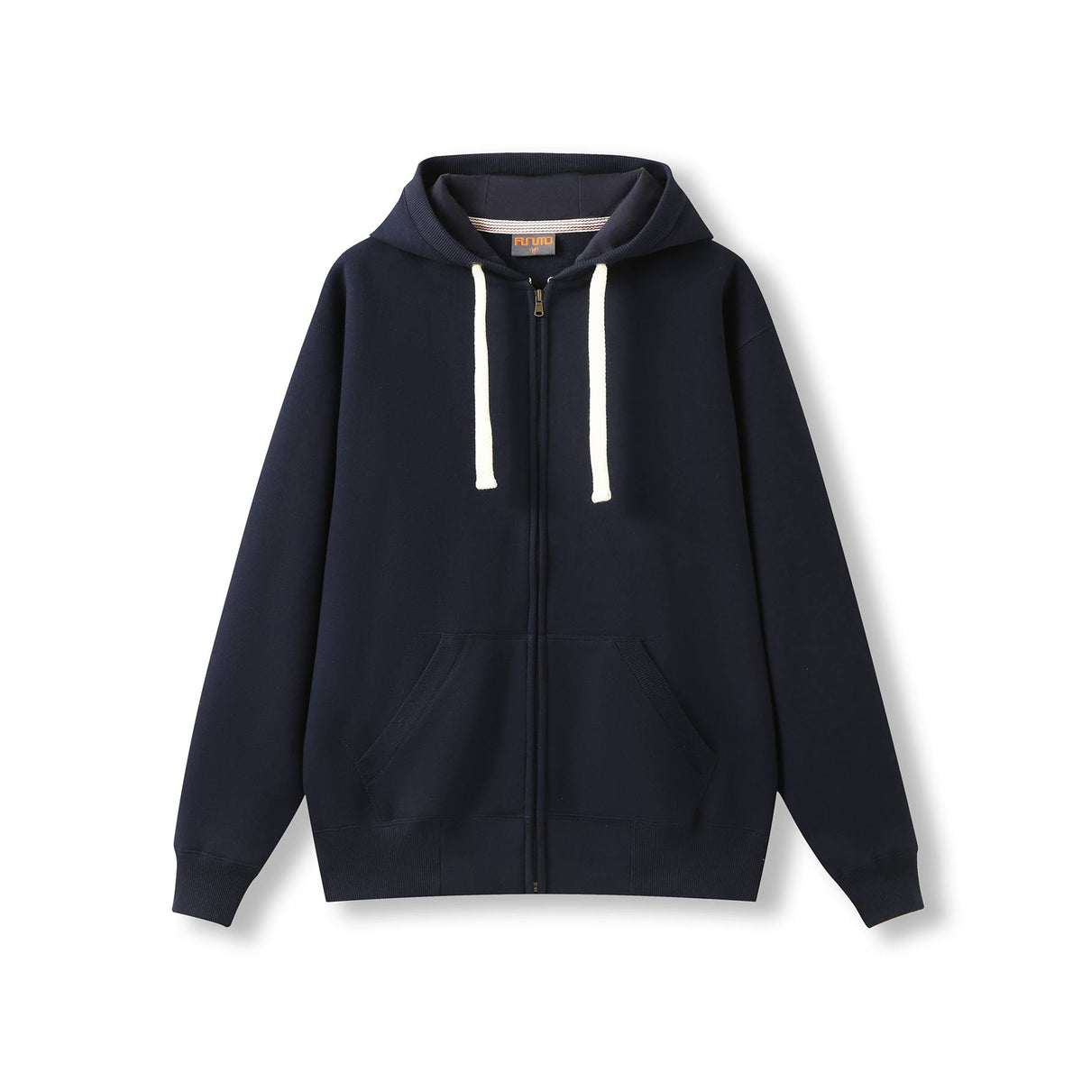Mens Brushed Heavy Zip Fleece Hoodie - Navy Blue - Front