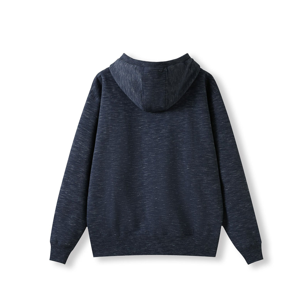 Mens Brushed Heavy Zip Fleece Hoodie - Navy Marl - Back