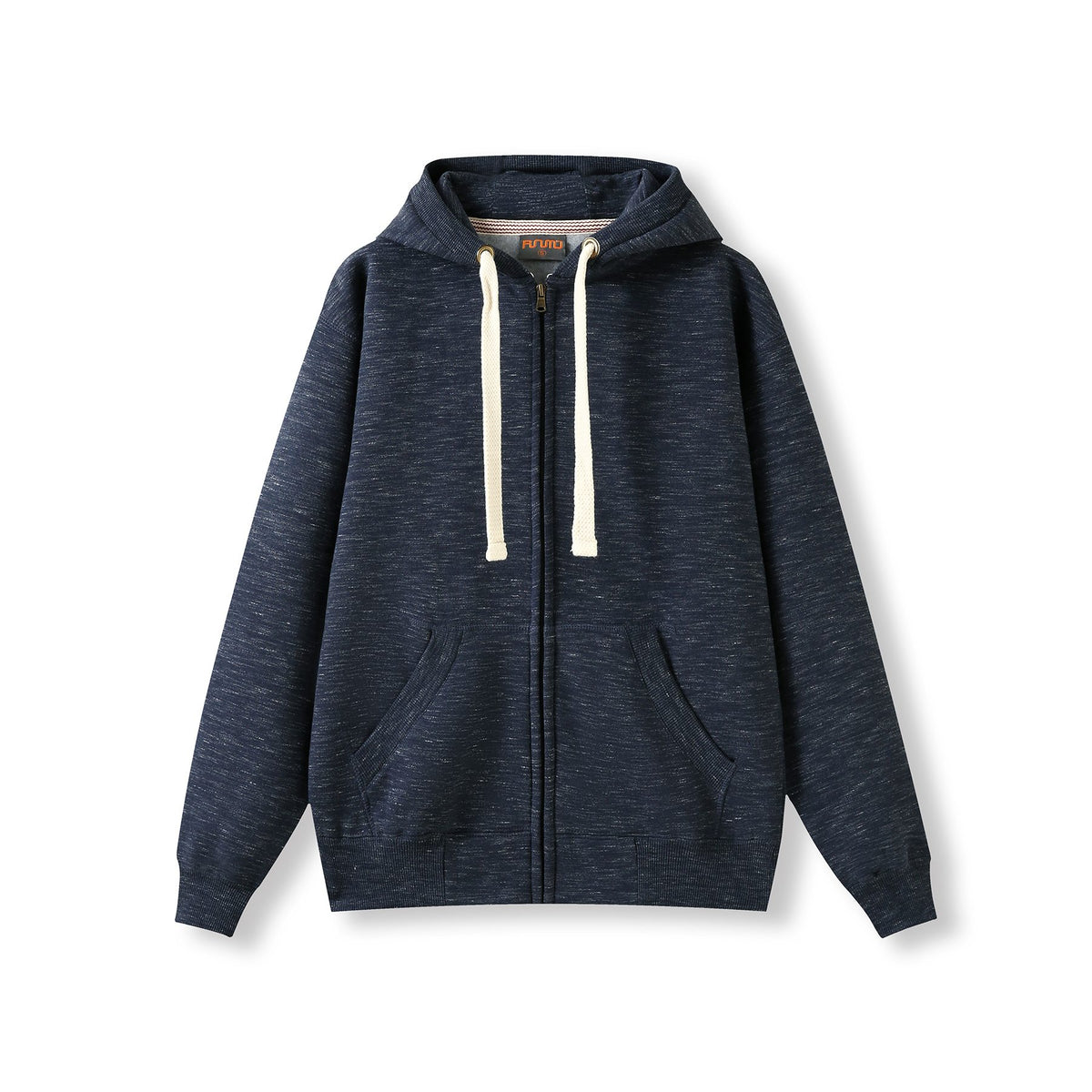 Mens Brushed Heavy Zip Fleece Hoodie - Navy Marl - Front