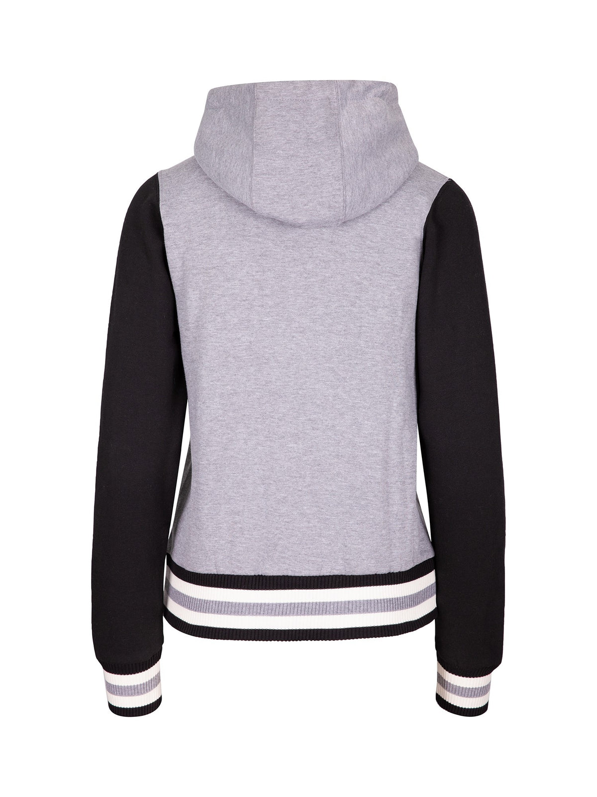 Womens Varsity Jacket & Hood - Grey Marl/Black/White - Back