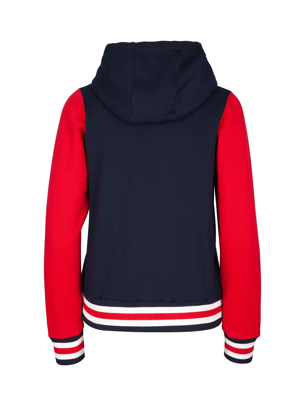 Womens Varsity Jacket & Hood - Navy/Red/White - Back