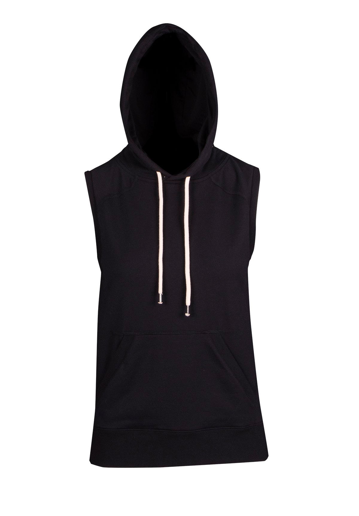 Womens/Junior Heather SLEEVELESS Hoodies - Greatness Range - Black - Front