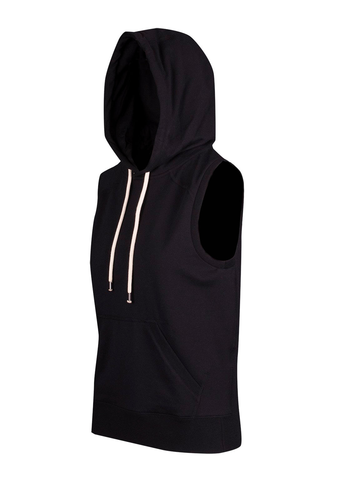 Womens/Junior Heather SLEEVELESS Hoodies - Greatness Range - Black - Side