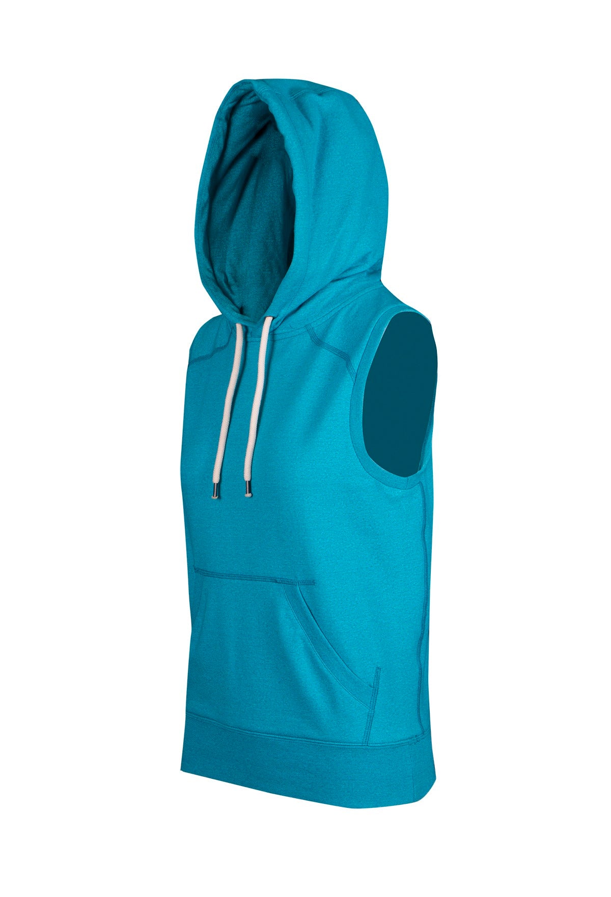 Womens/Junior Heather SLEEVELESS Hoodies - Greatness Range - Jade Heather - Side