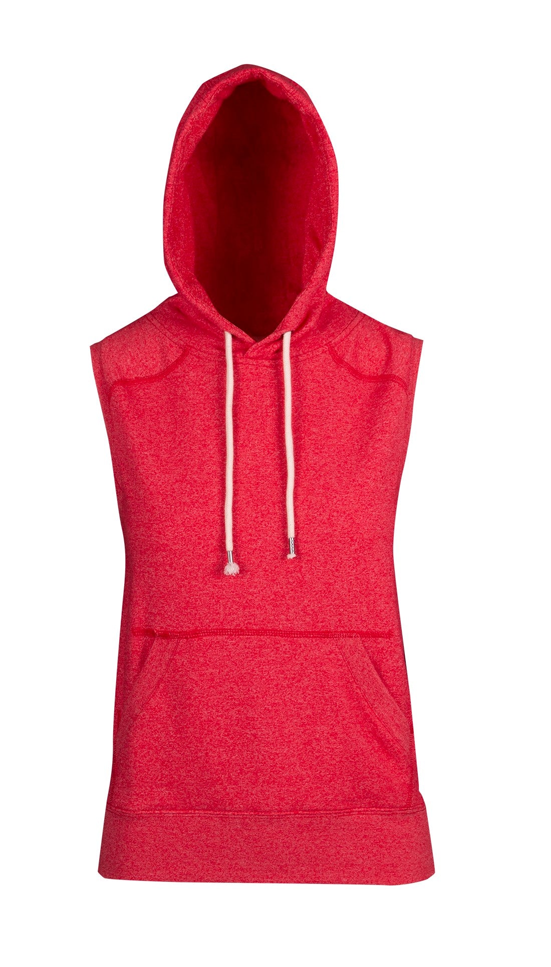 Womens/Junior Heather SLEEVELESS Hoodies - Greatness Range - Red Heather - Front