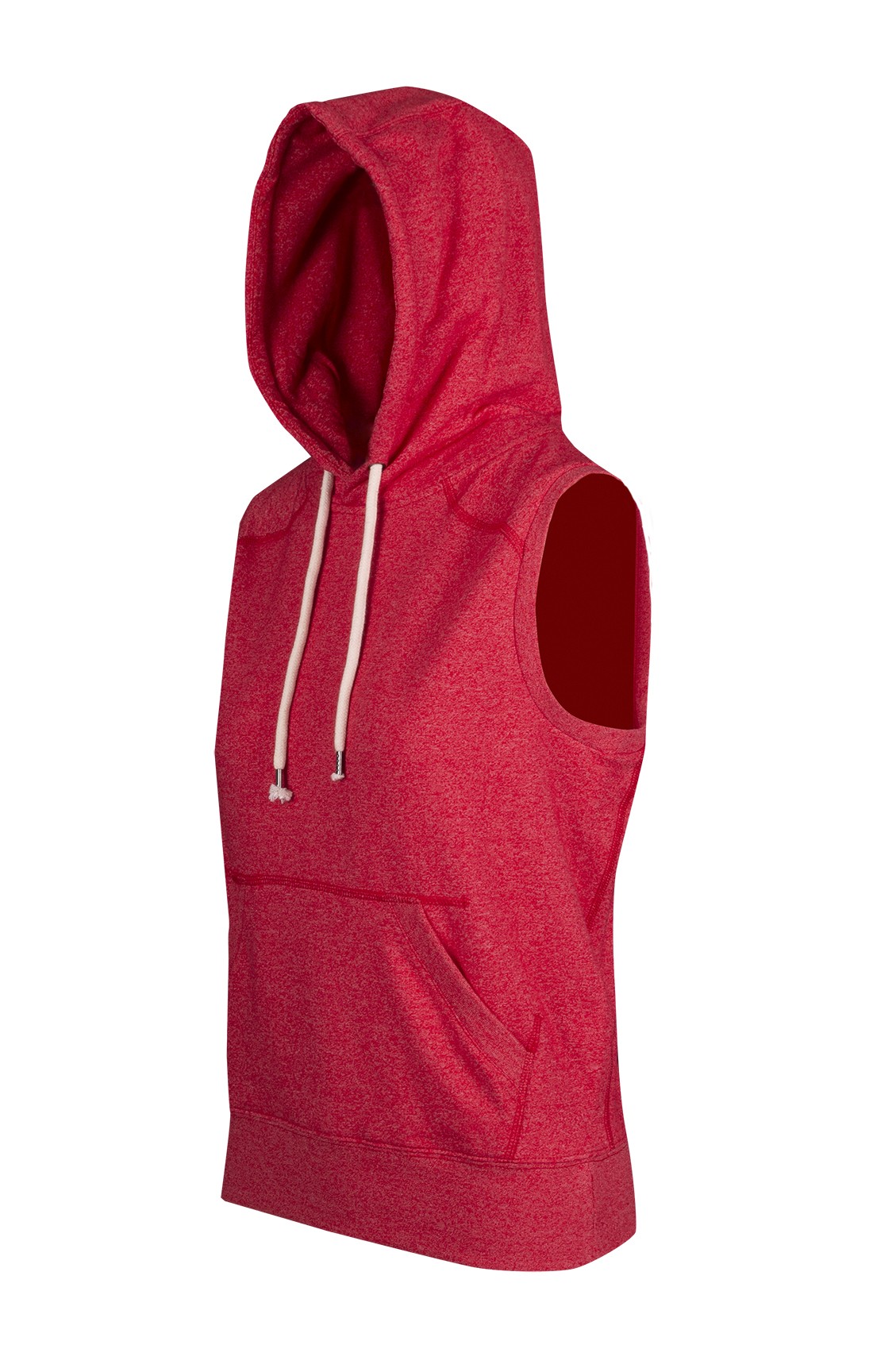 Womens/Junior Heather SLEEVELESS Hoodies - Greatness Range - Red Heather - Side