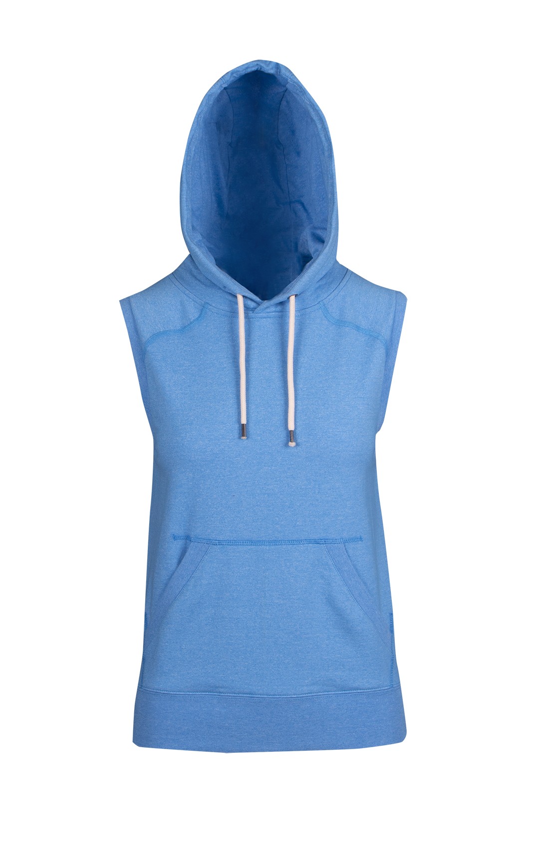 Womens/Junior Heather SLEEVELESS Hoodies - Greatness Range - Sapphire Heather - Front