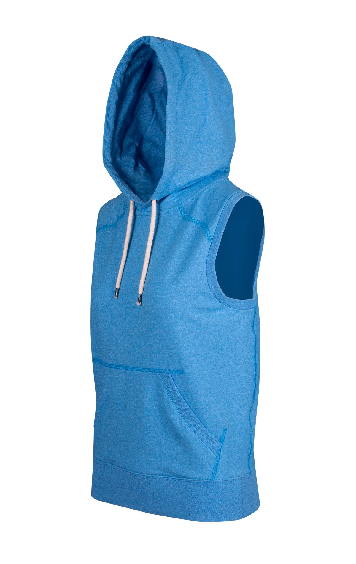 Womens/Junior Heather SLEEVELESS Hoodies - Greatness Range - Sapphire Heather - Side