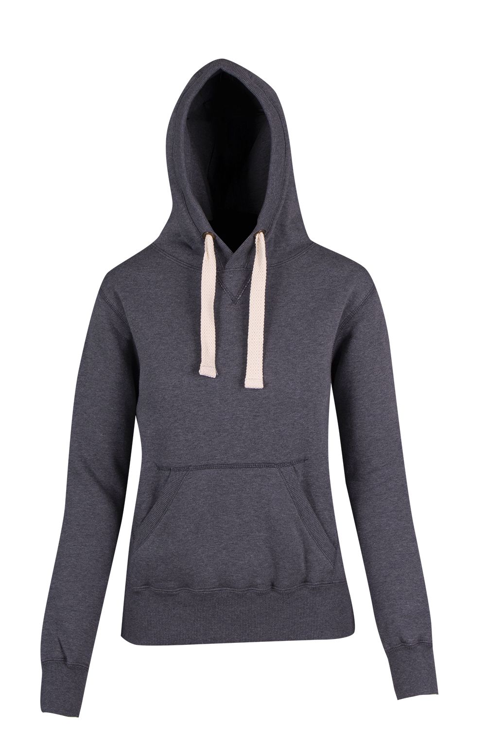 Womens/Juniors Heavy Fleece Hoodie - Charcoal Marl - Front