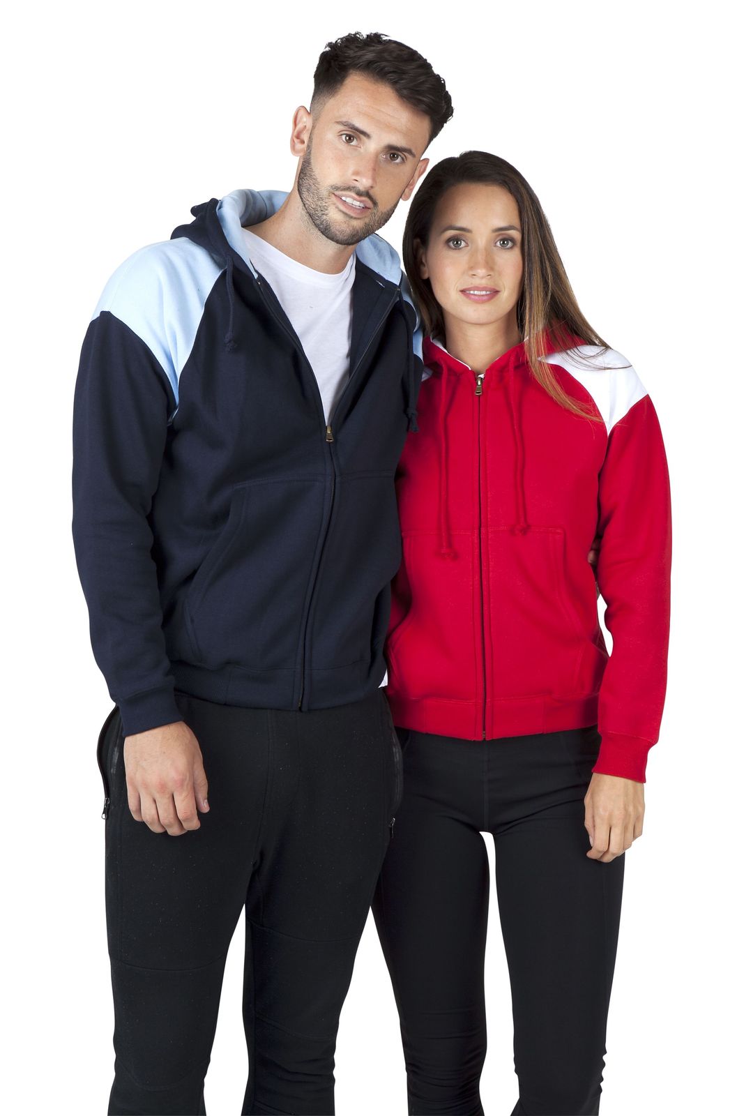 Mens Shoulder Contrast Zip Hoodie - view