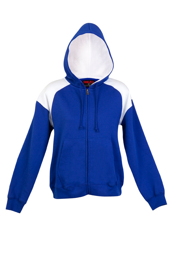 Womens/Juniors Shoulder Contrast  ZIP Hoodie - Royal/White - Front