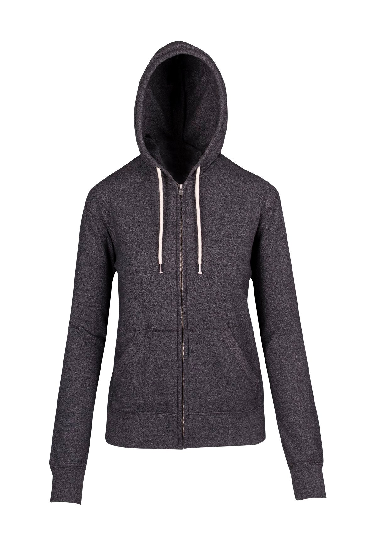 Womens/Junior Greatness Heather Zip Hoodie - Dark Heather - Front