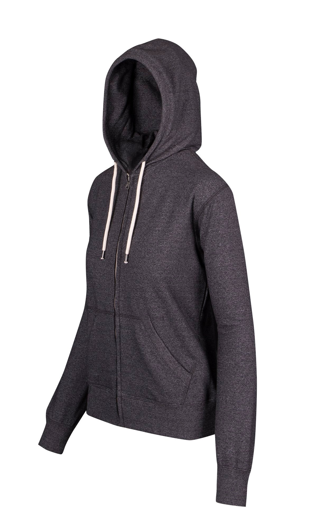 Womens/Junior Greatness Heather Zip Hoodie - Dark Heather - Side