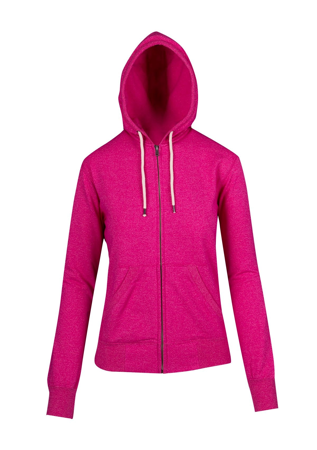 Womens/Junior Greatness Heather Zip Hoodie - Hot Pink Heather - Front