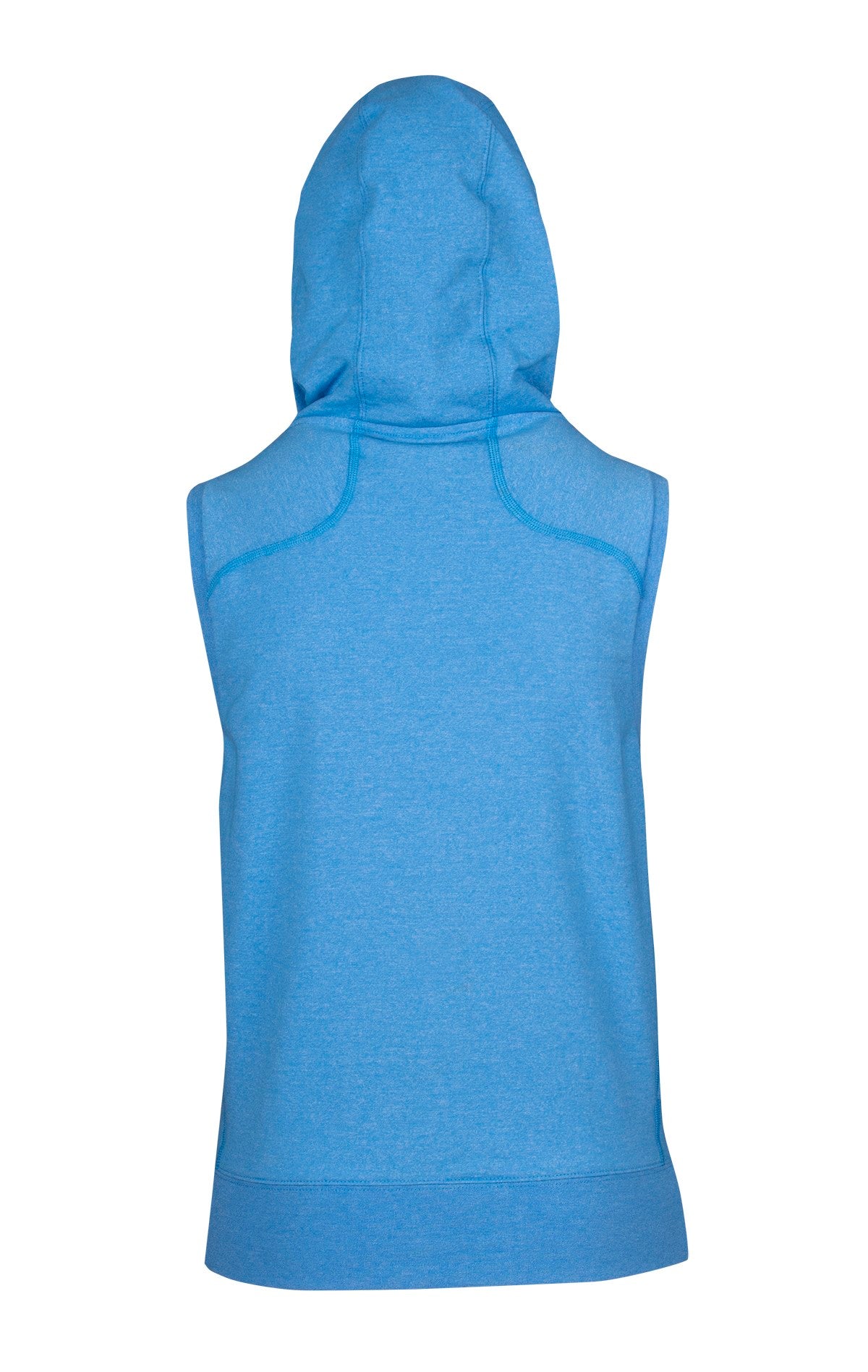 Womens/Junior Heather SLEEVELESS ZIP Hoodies - Greatness Range - Sapphire Heather - Back