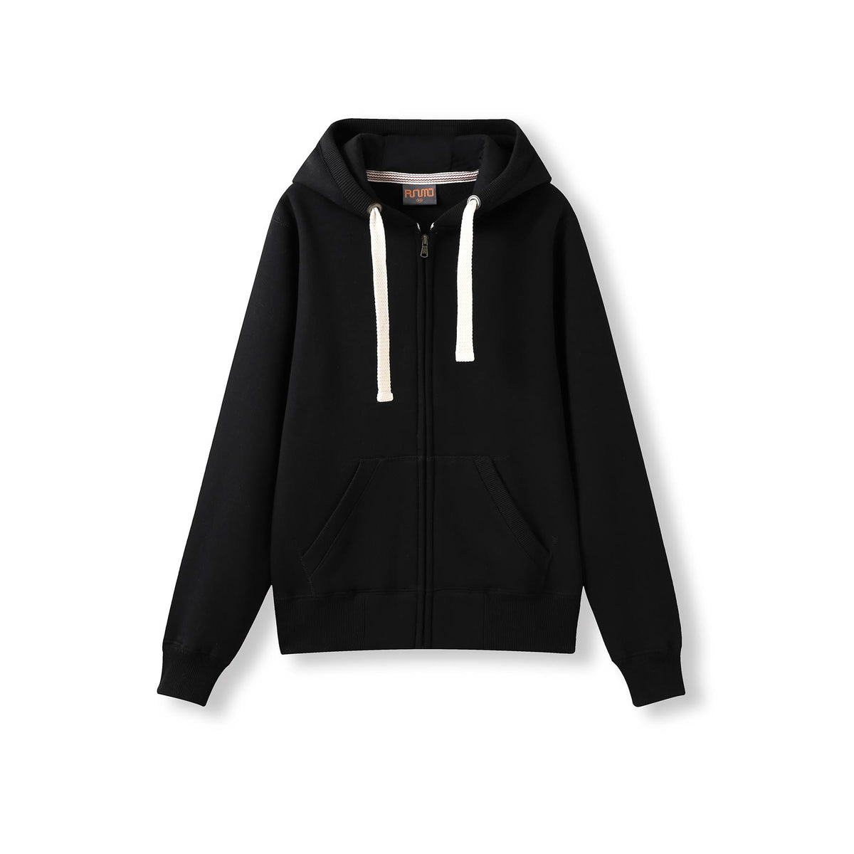 Womens/Junior Heavy Zip Fleece Hoodie - Black - Front