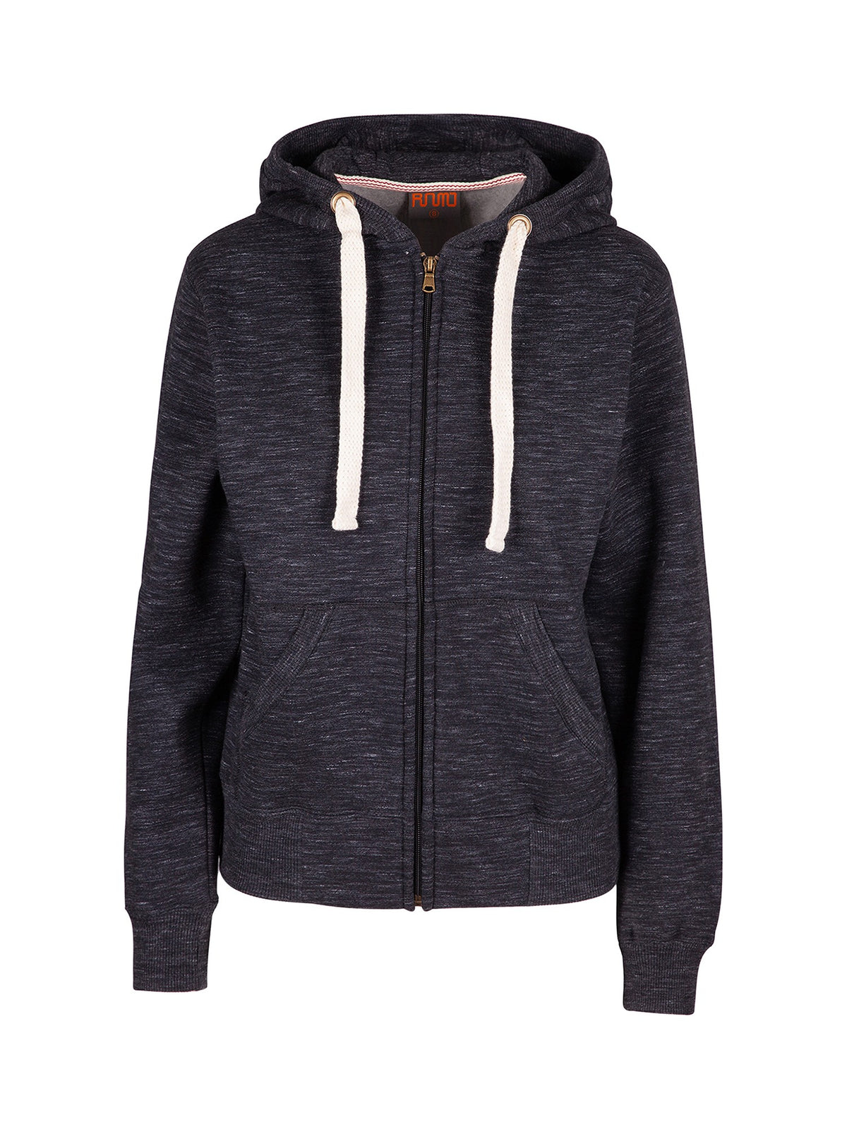 Womens/Junior Heavy Zip Fleece Hoodie - Black Marl - Front