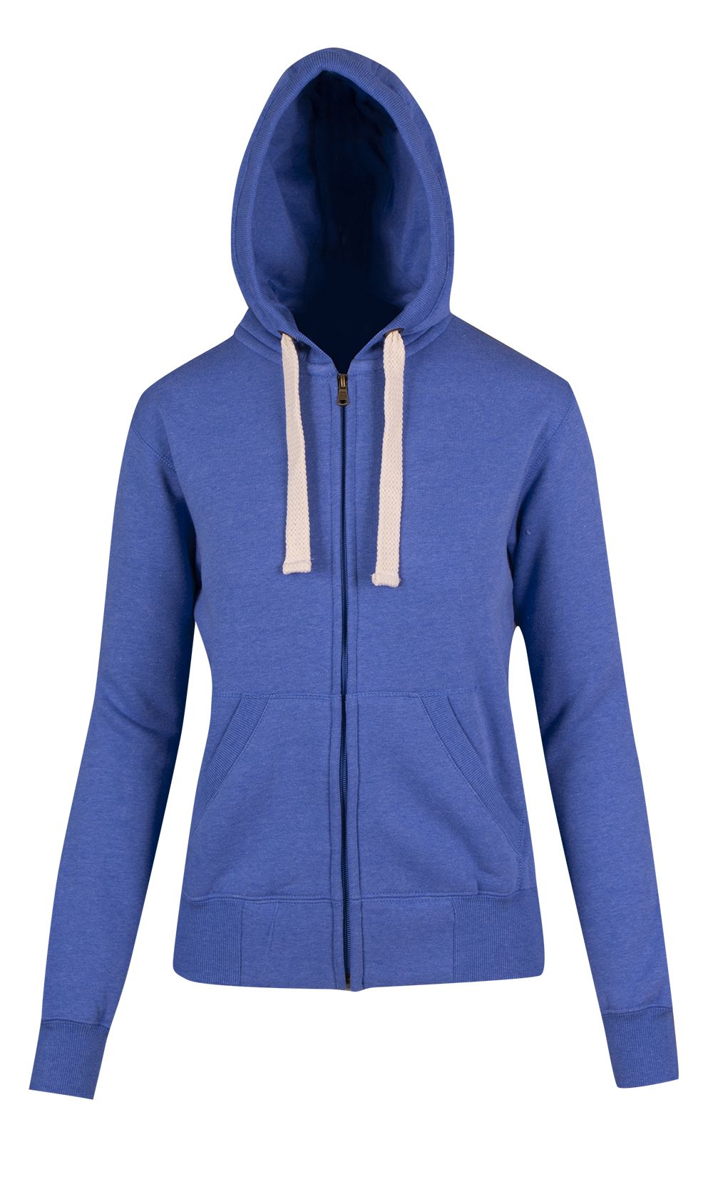 Womens/Junior Heavy Zip Fleece Hoodie - Blue Marl - Front