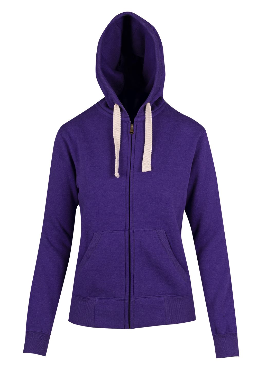 Womens/Junior Heavy Zip Fleece Hoodie - Grape Marl - Front