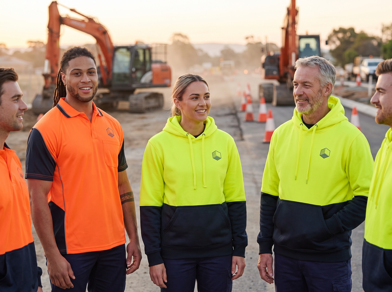 Hi-Vis Polo + Hoodie Deal – team uniforms with your logo (illustrative photo)