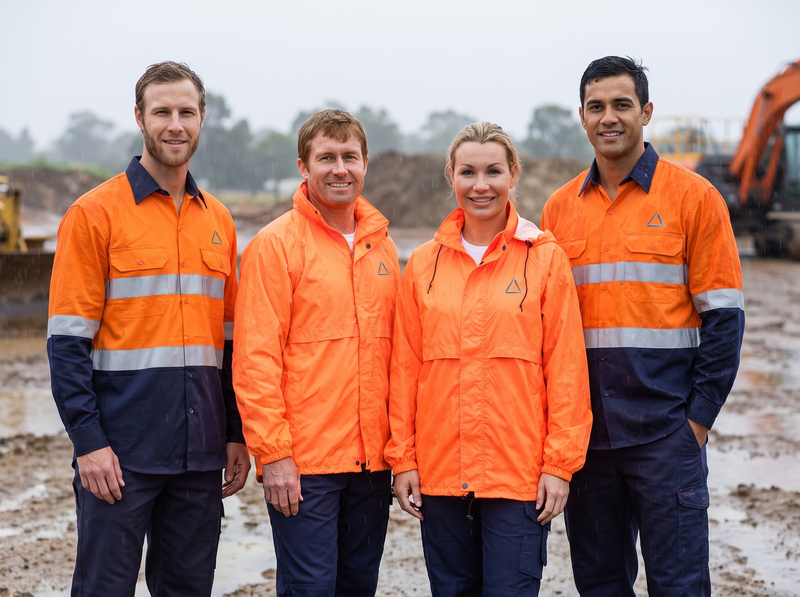Hi-Vis Wet Weather Pack – team uniforms with your logo (illustrative photo)