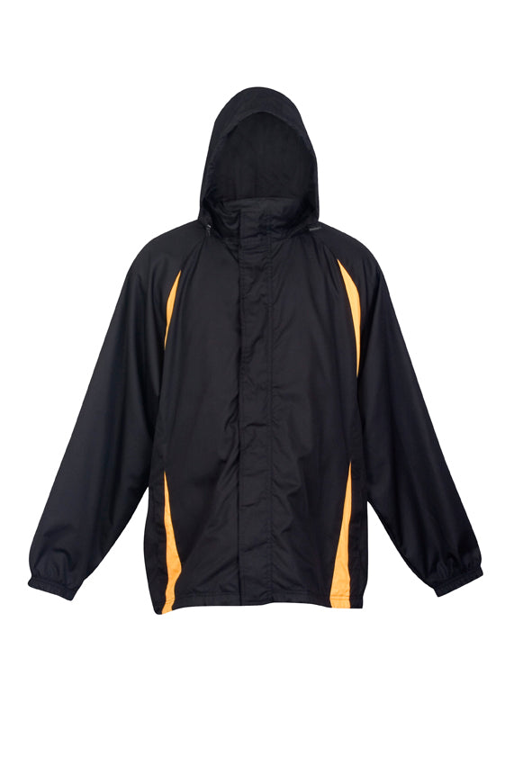 Mens Shower Proof Sportech Nylon Jacket - Black/Gold - Front