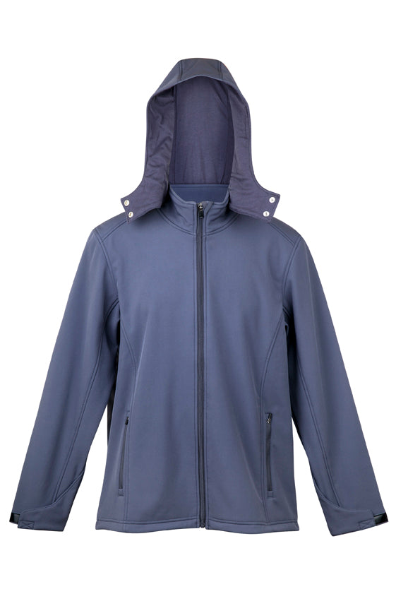 Men's Soft Shell HOODED Jacket - TEMPEST Range - Charcoal - Front