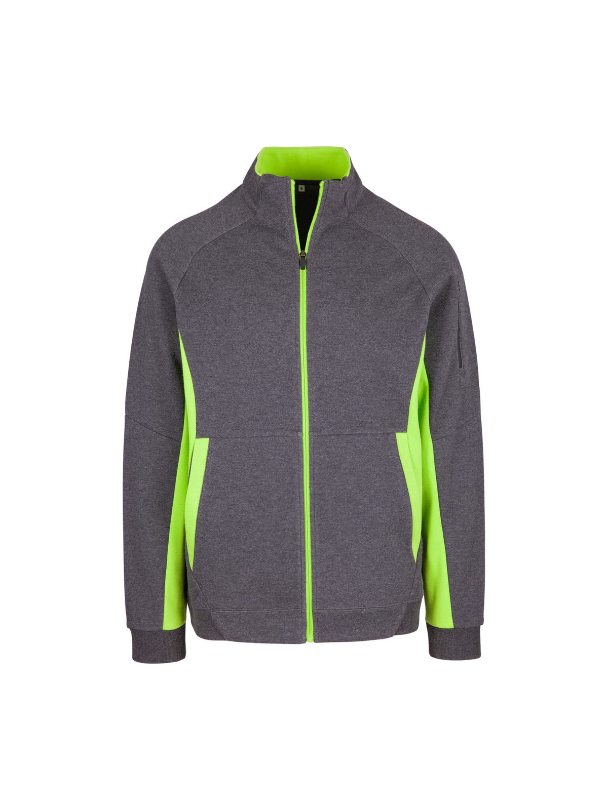 Mens' Icon Jacket - 420 gsm - Dark Marl/Lime - Front