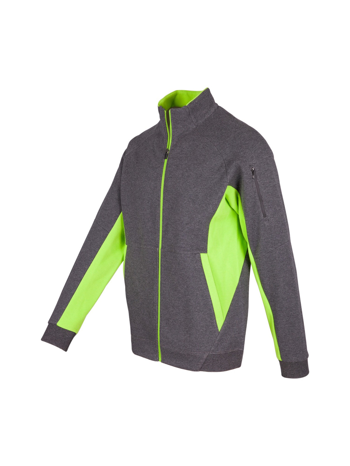 Mens' Icon Jacket - 420 gsm - Dark Marl/Lime - Side