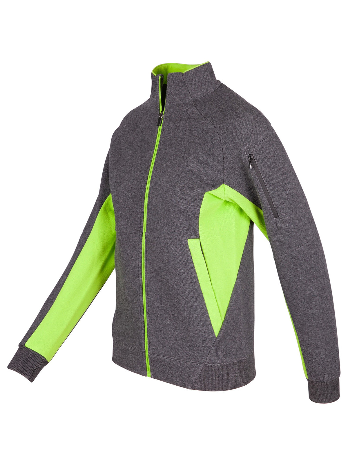 Womens' Icon Jacket - 420 gsm - Dark Marl/Lime - Side