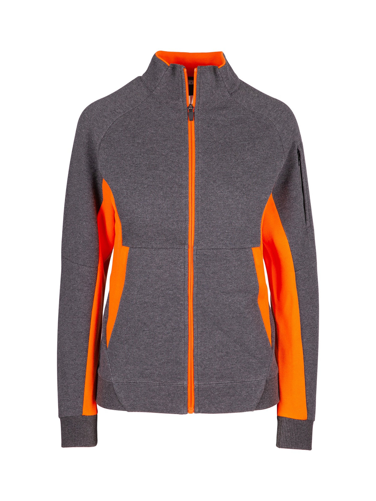 Womens' Icon Jacket - 420 gsm - Dark Marl/Orange - Front