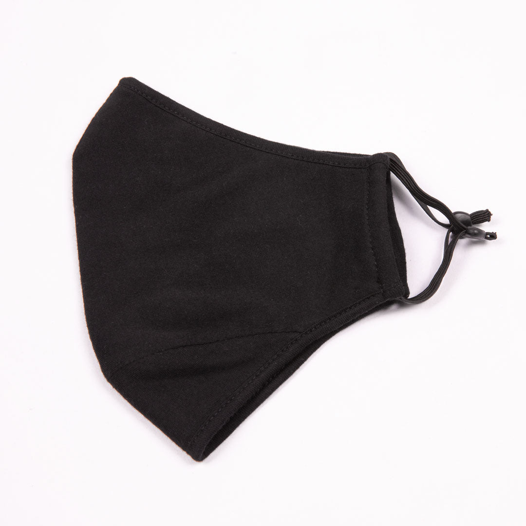 Adult 3 Layer One Piece Face Masks with Adjustable toggle - Black - View