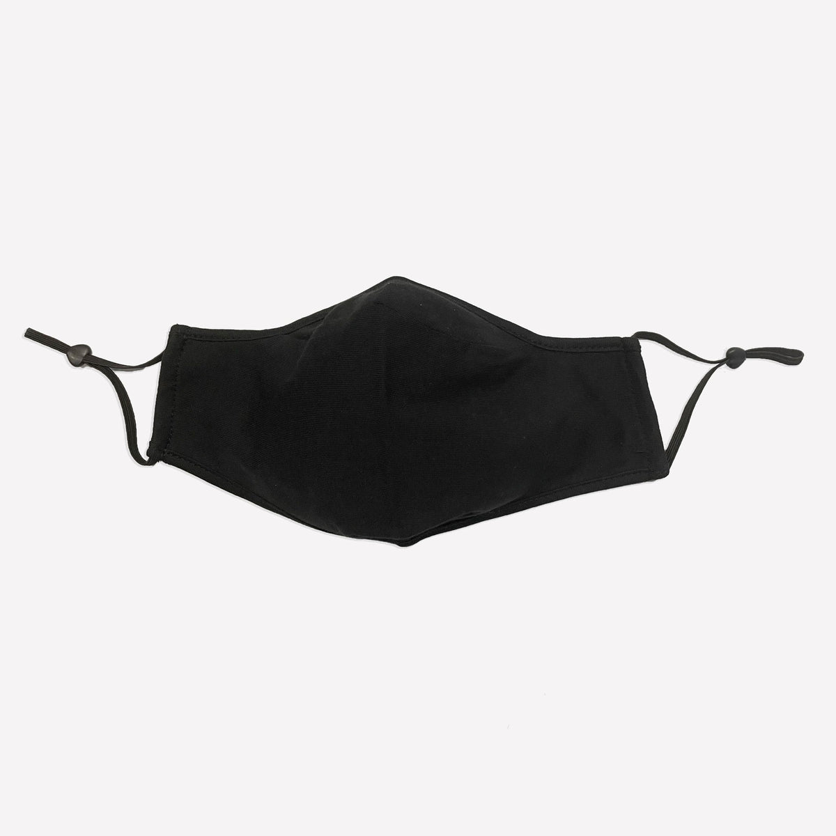100% One Piece Cotton Face Masks With Adjustable toggle - Black - Front