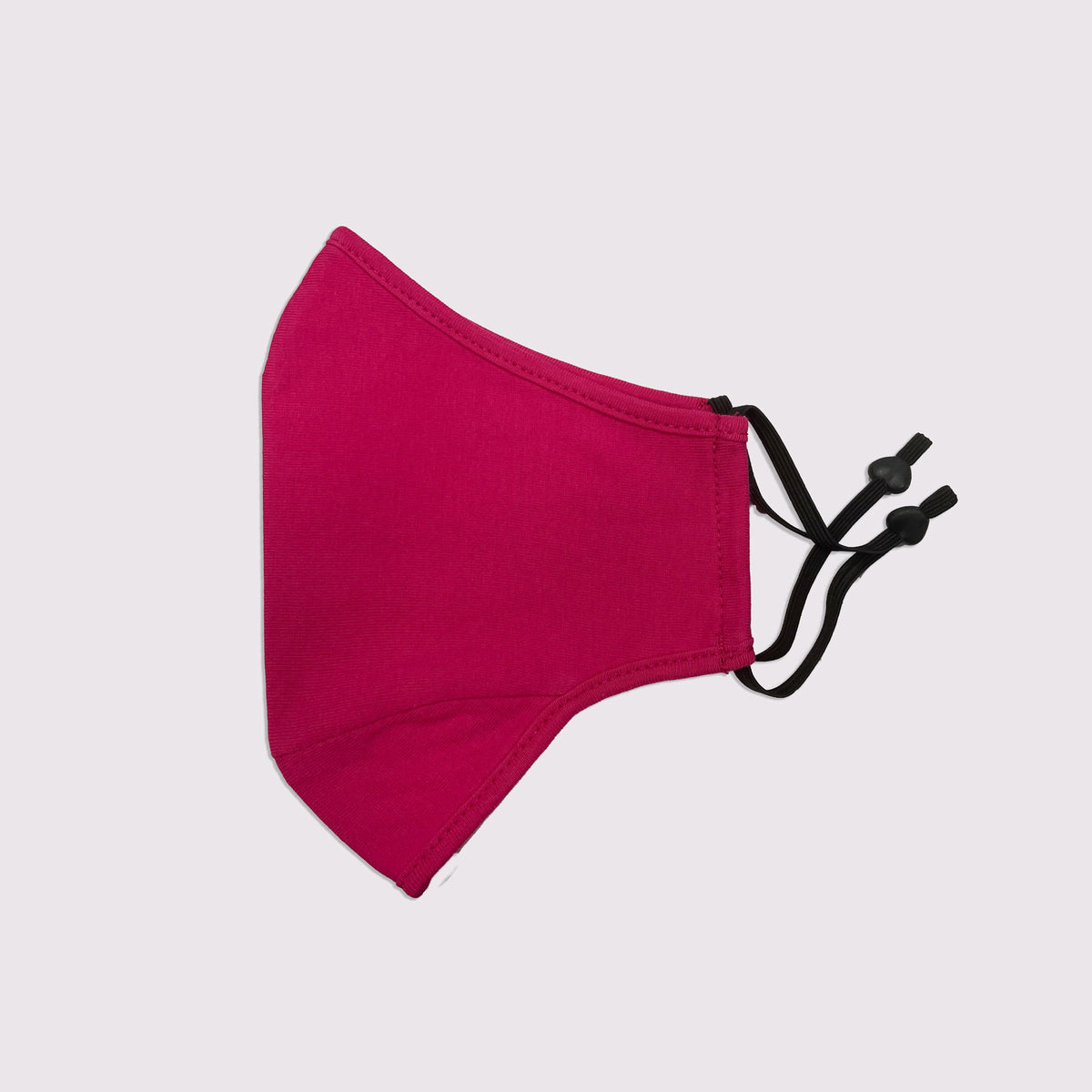 Adult 3 Layer One Piece Face Masks with Adjustable toggle - Hot Pink - Side