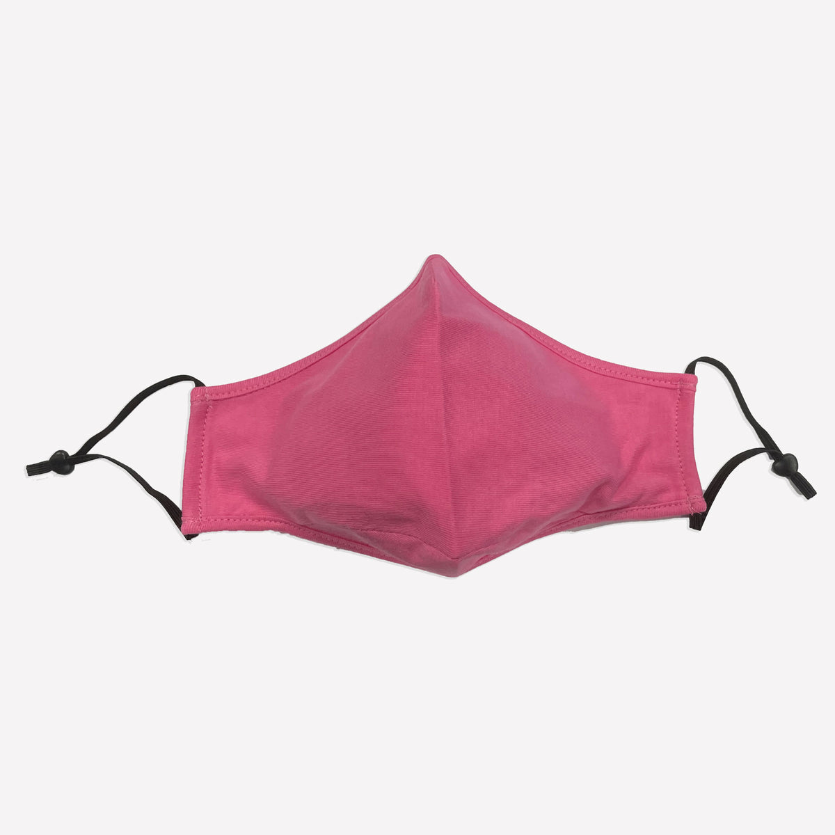 Kids 3 Layer One Piece Cotton Face Masks With Adjustable toggle - Pink - Front