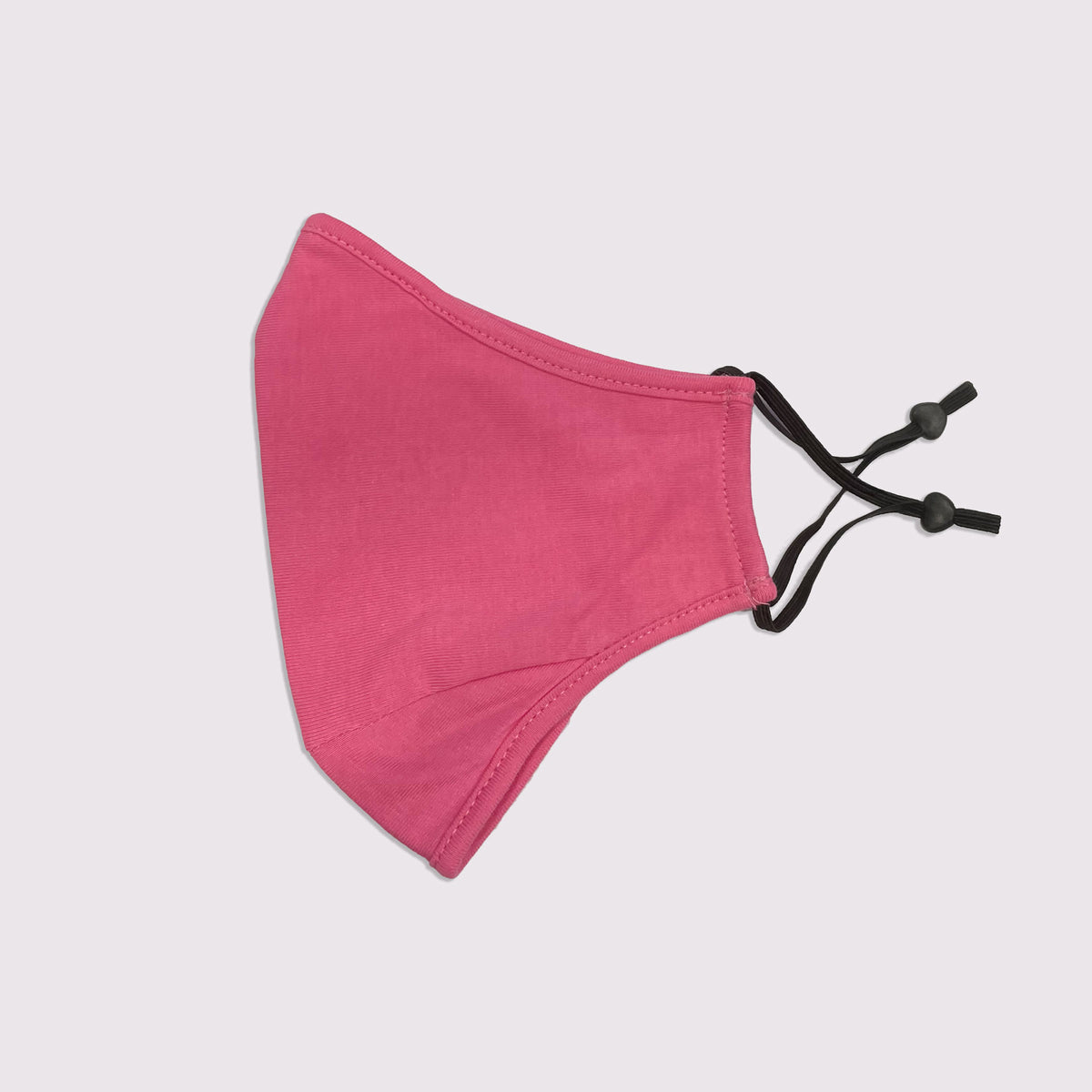 Adult 3 Layer One Piece Face Masks with Adjustable toggle - Pink - Side