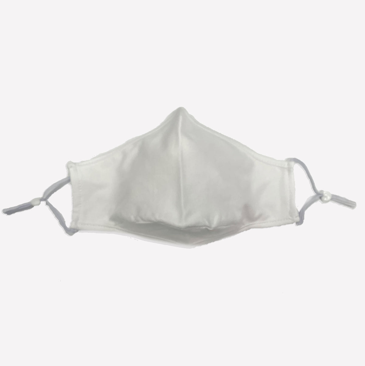 100% One Piece Cotton Face Masks With Adjustable toggle - White - Front