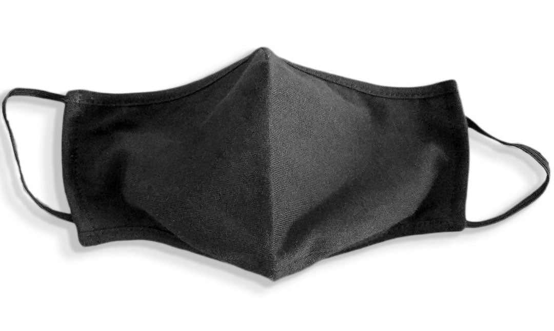 100% One Piece Cotton Face Masks - Black - Front