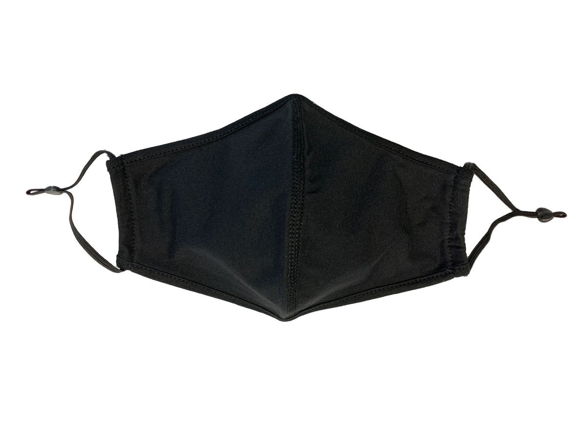 Middle Seamed Cotton Face Masks with Adjustable toggle - Black - Front