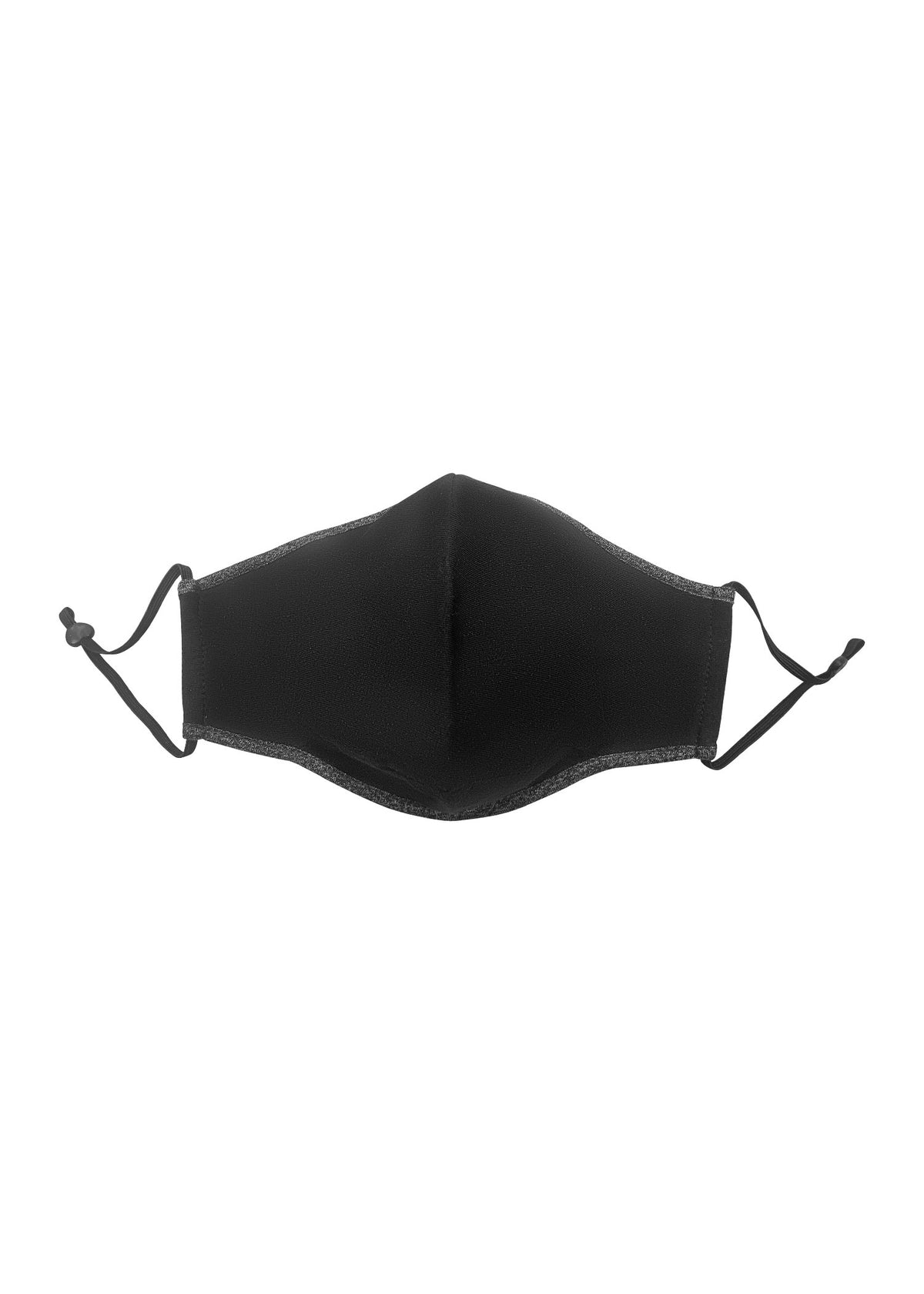 Contrast One Piece Cotton Face Masks With Adjustable toggle - Black/Dark Marl - Front