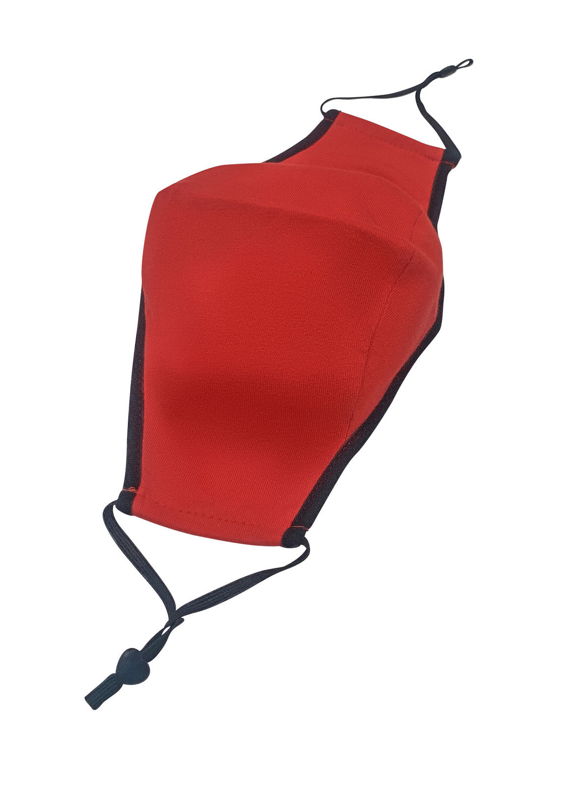 Contrast One Piece Cotton Face Masks With Adjustable toggle - Red/Black - Back
