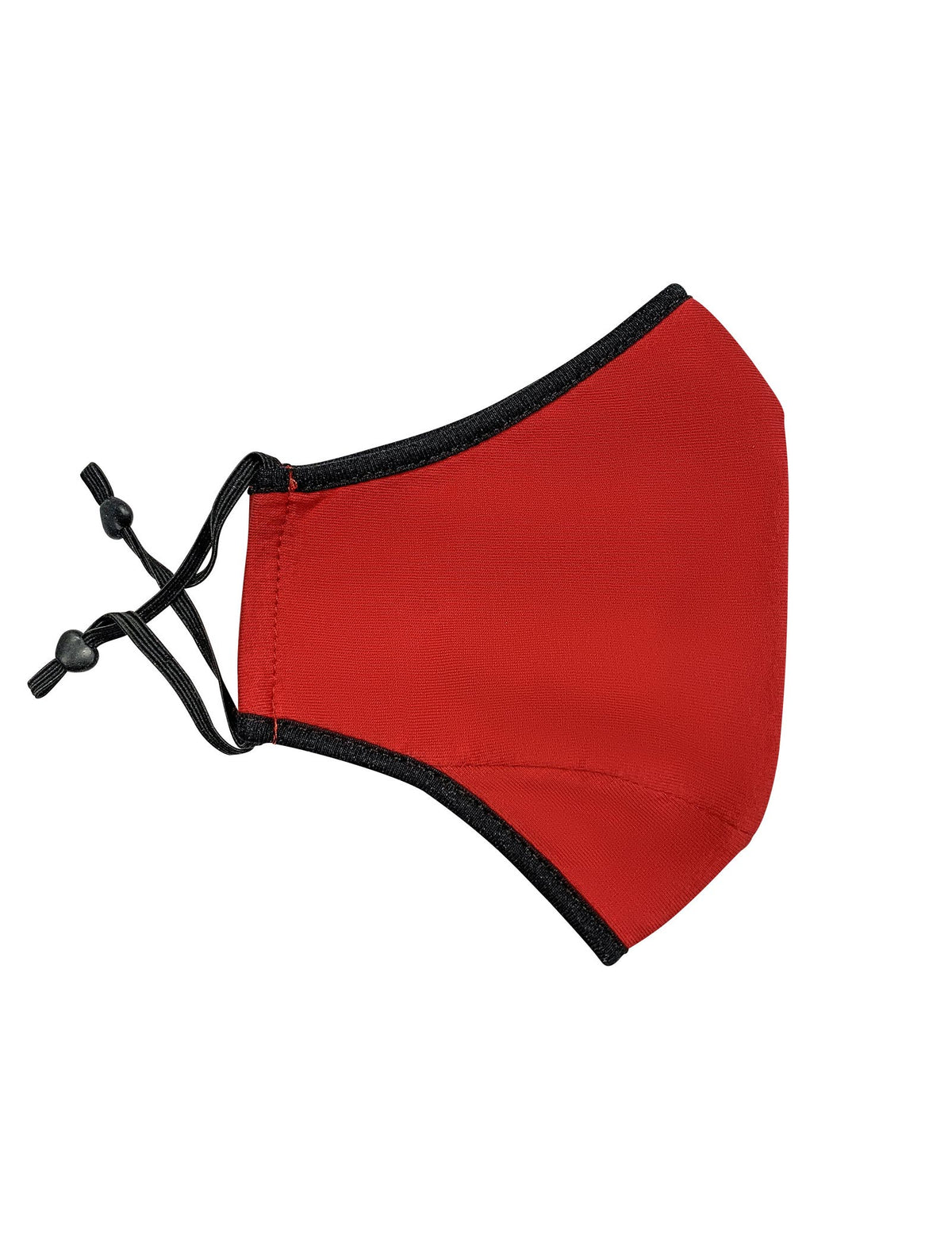 Contrast One Piece Cotton Face Masks With Adjustable toggle - Red/Black - Side