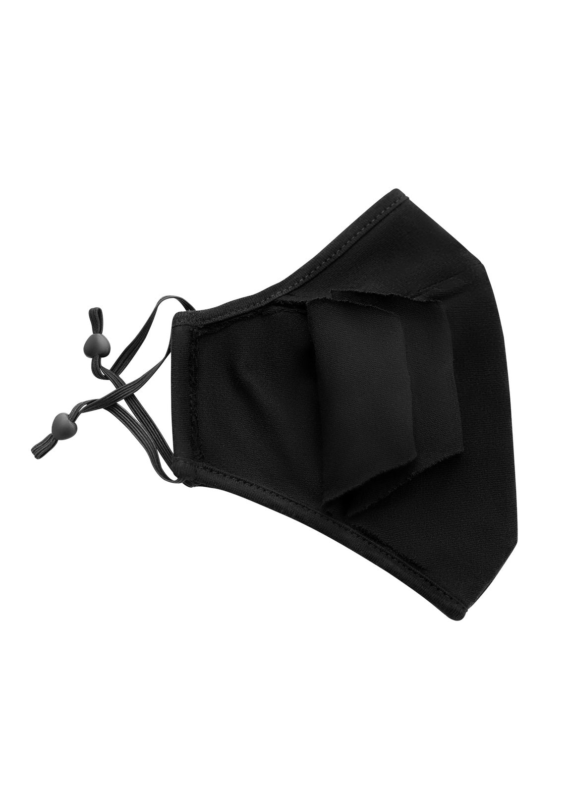 Adult 3 Layer One Piece Face Masks with Adjustable toggle - Black - View