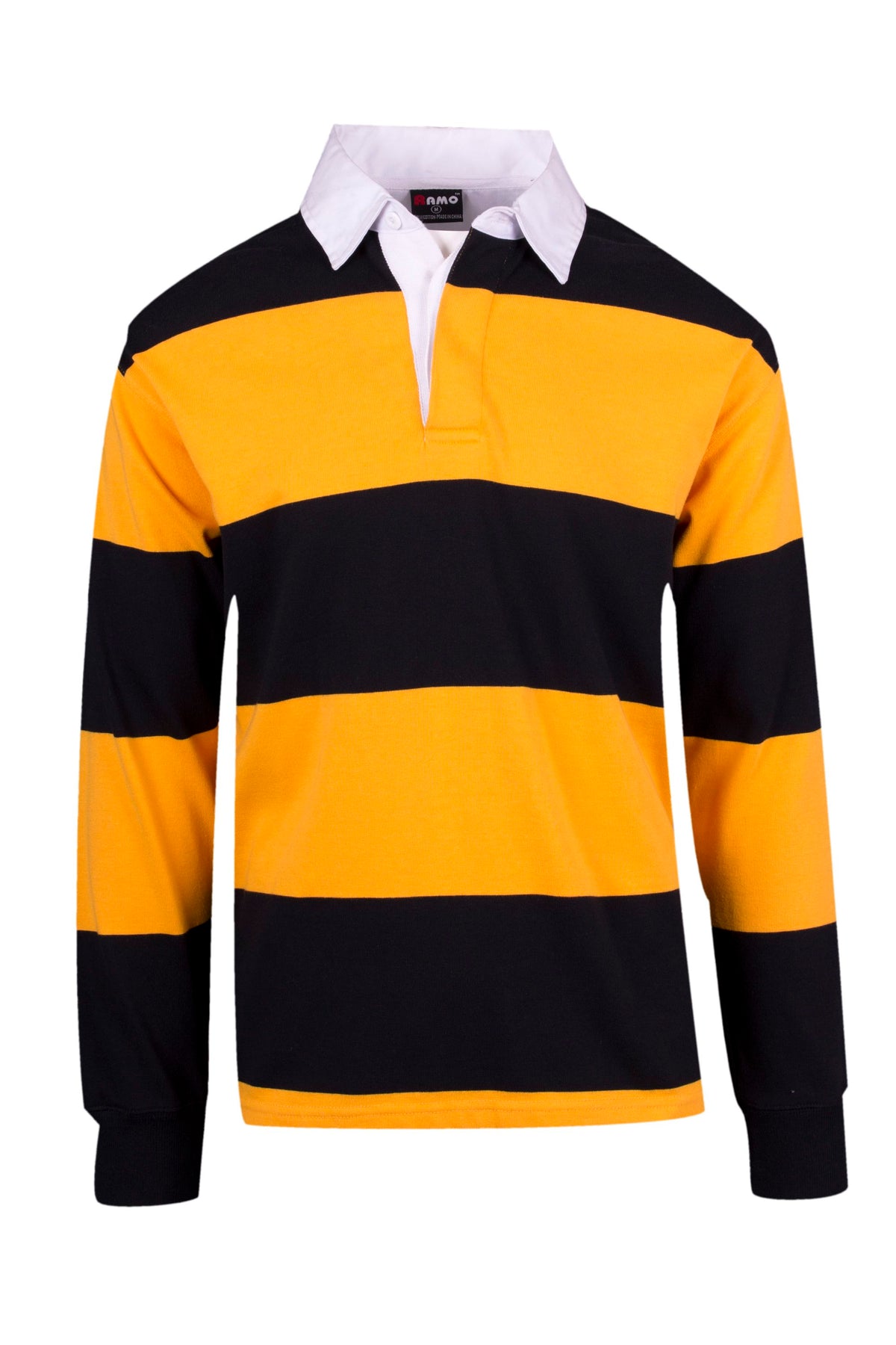 Men's / Unisex Rugby Polo - Black/Gold - Front