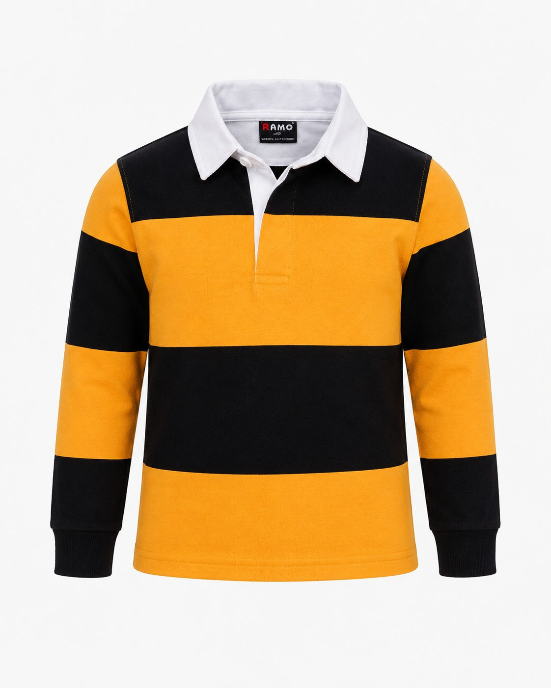 Kid's Rugby Polo Top - Black/Gold - Front