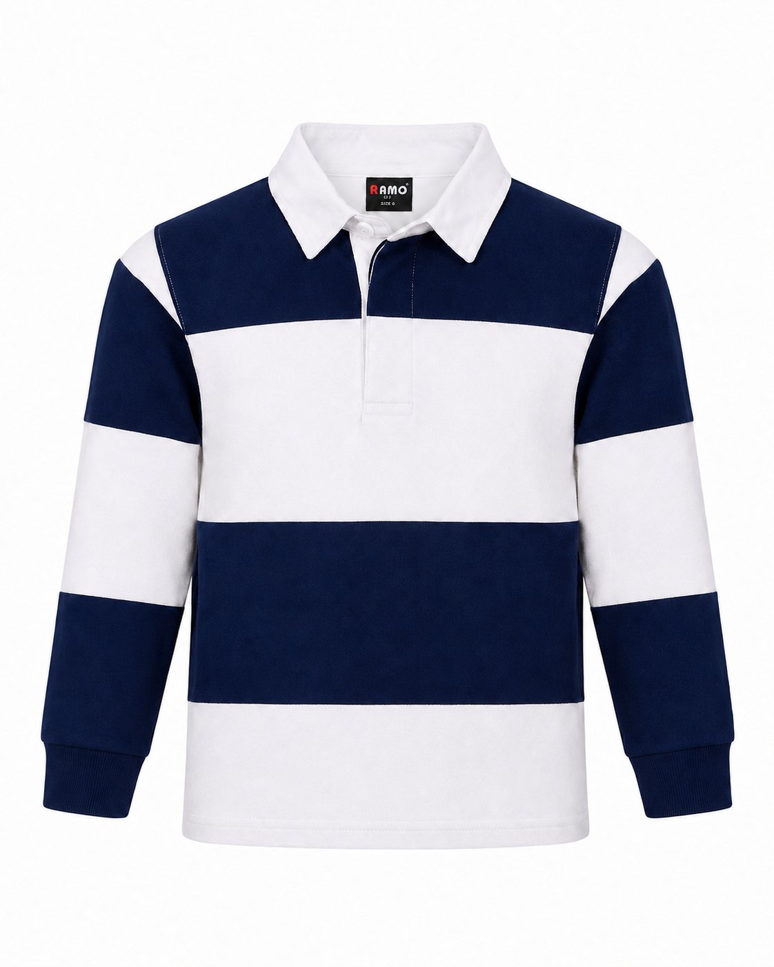 Kid's Rugby Polo Top - Navy/White - Front