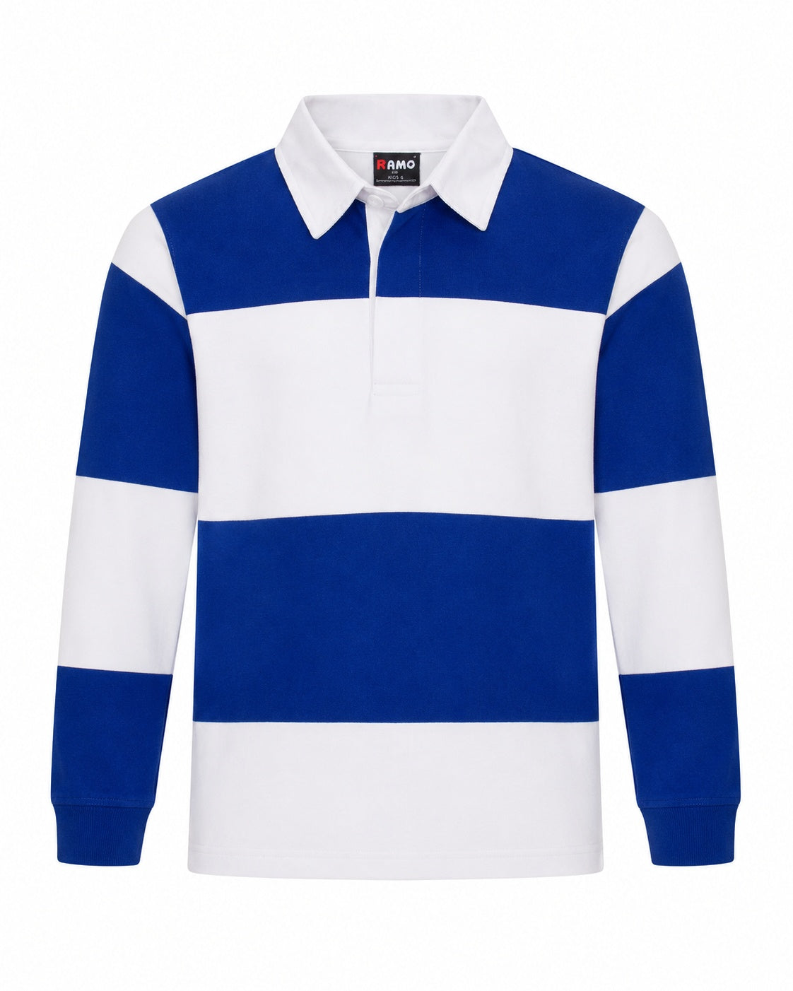 Kid's Rugby Polo Top - Royal/White - Front