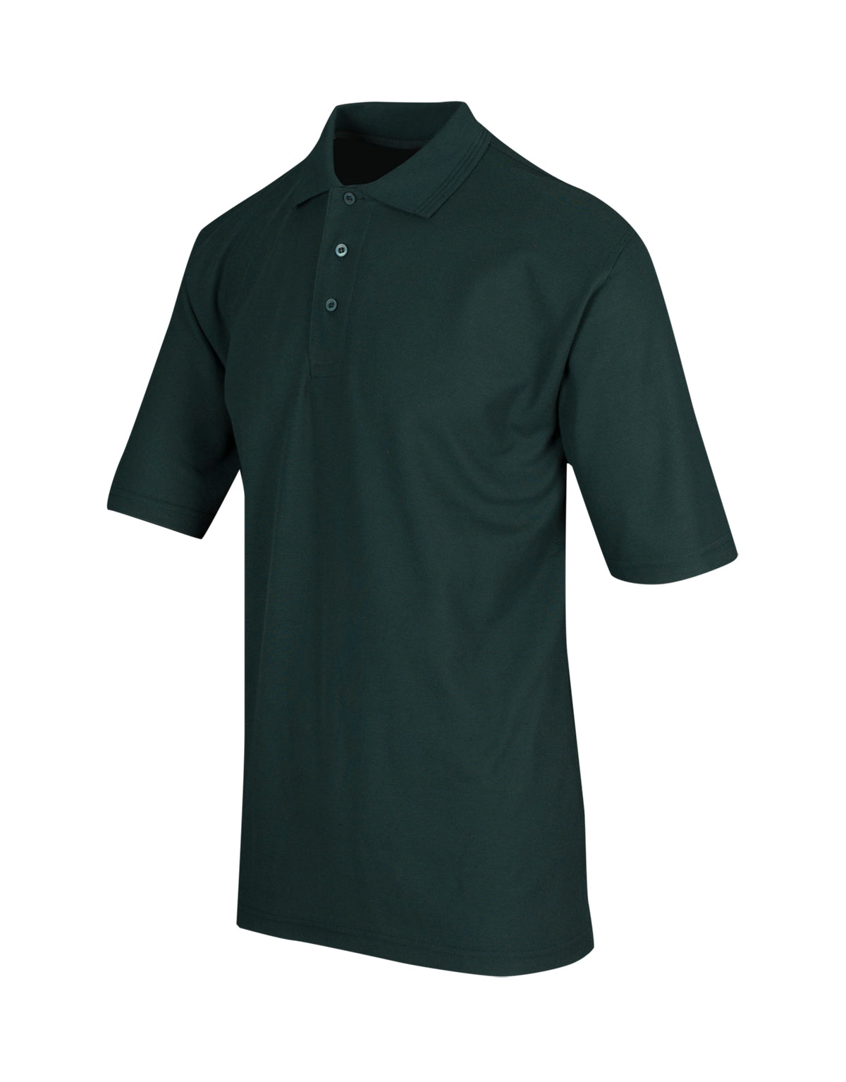 Mens Regular Pique knit Polo - Bottle Green - Side