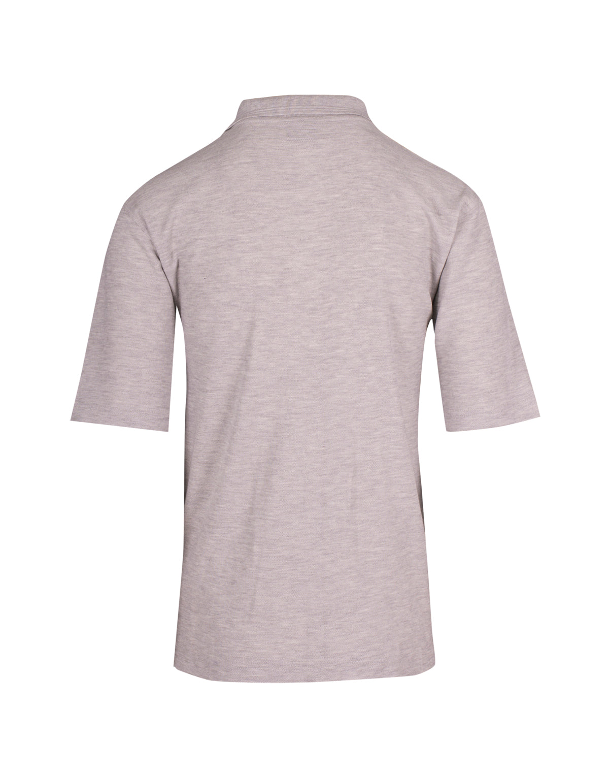 Mens Regular Pique knit Polo - Grey Marl - Back