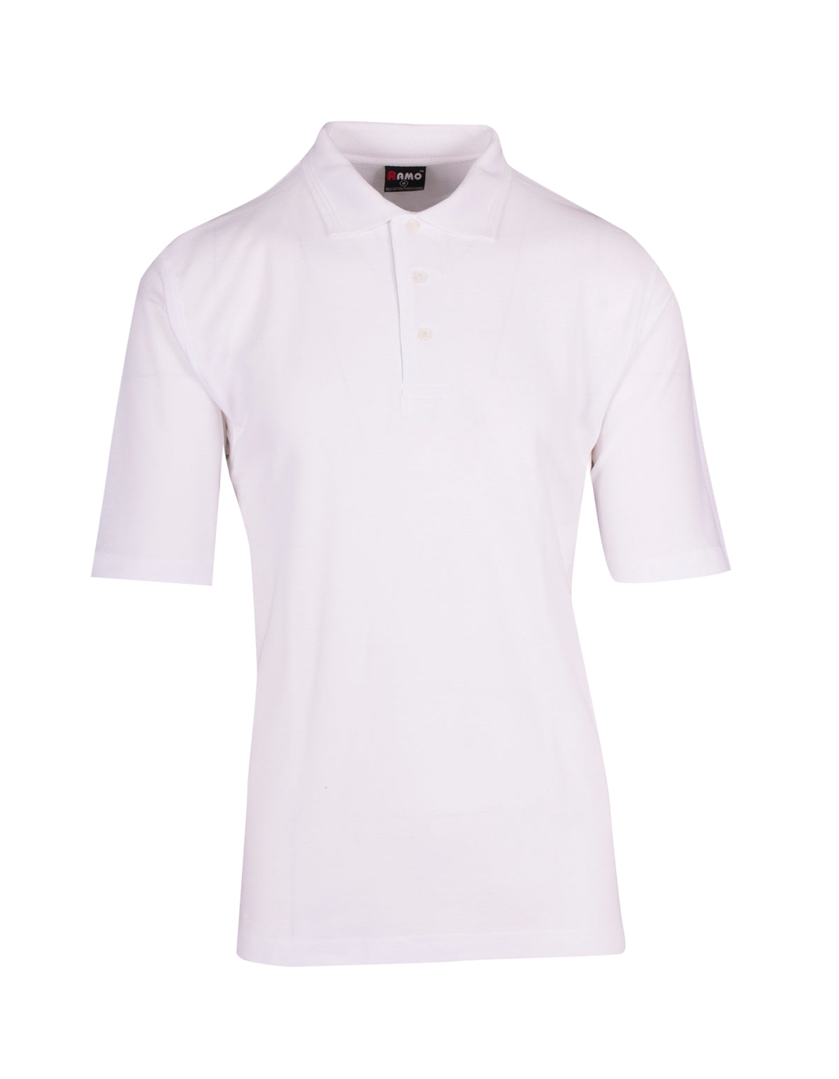 Mens Regular Pique knit Polo - White - Front
